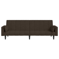 vidaXL Sofá-cama 2 lugares com duas almofadas tecido castanho-escuro