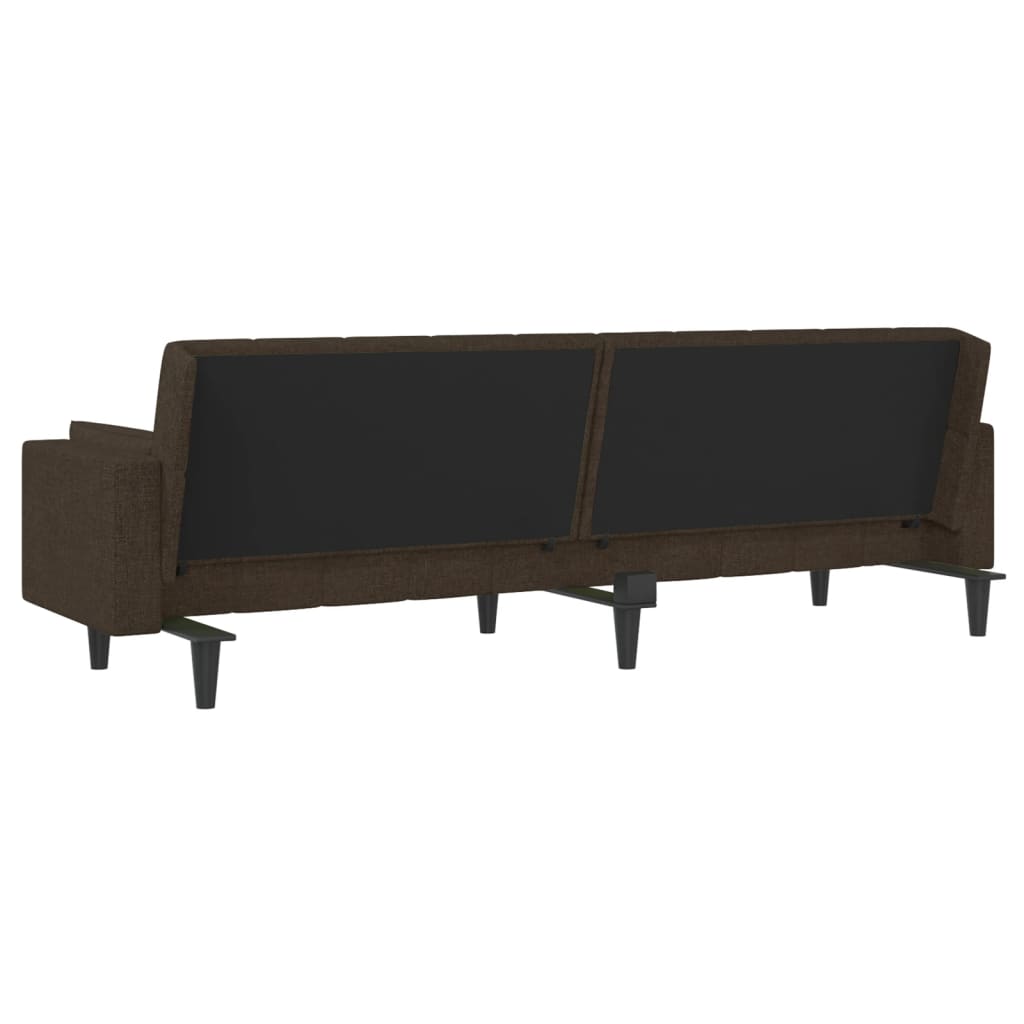 vidaXL Sofá-cama 2 lugares com duas almofadas tecido castanho-escuro