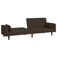 vidaXL Sofá-cama 2 lugares com duas almofadas tecido castanho-escuro