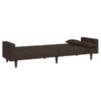 vidaXL Sofá-cama 2 lugares com duas almofadas tecido castanho-escuro