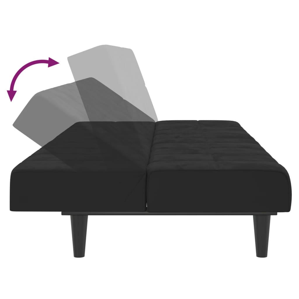 vidaXL Sofá-cama de 2 lugares veludo preto