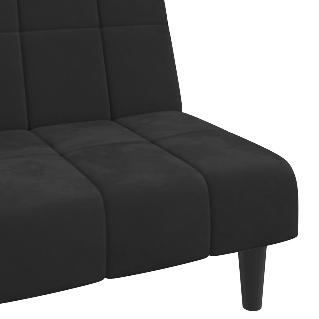 vidaXL Sofá-cama de 2 lugares veludo preto