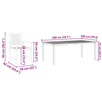 vidaXL Conjunto de Jantar para Jardim 7 pcs Castanho