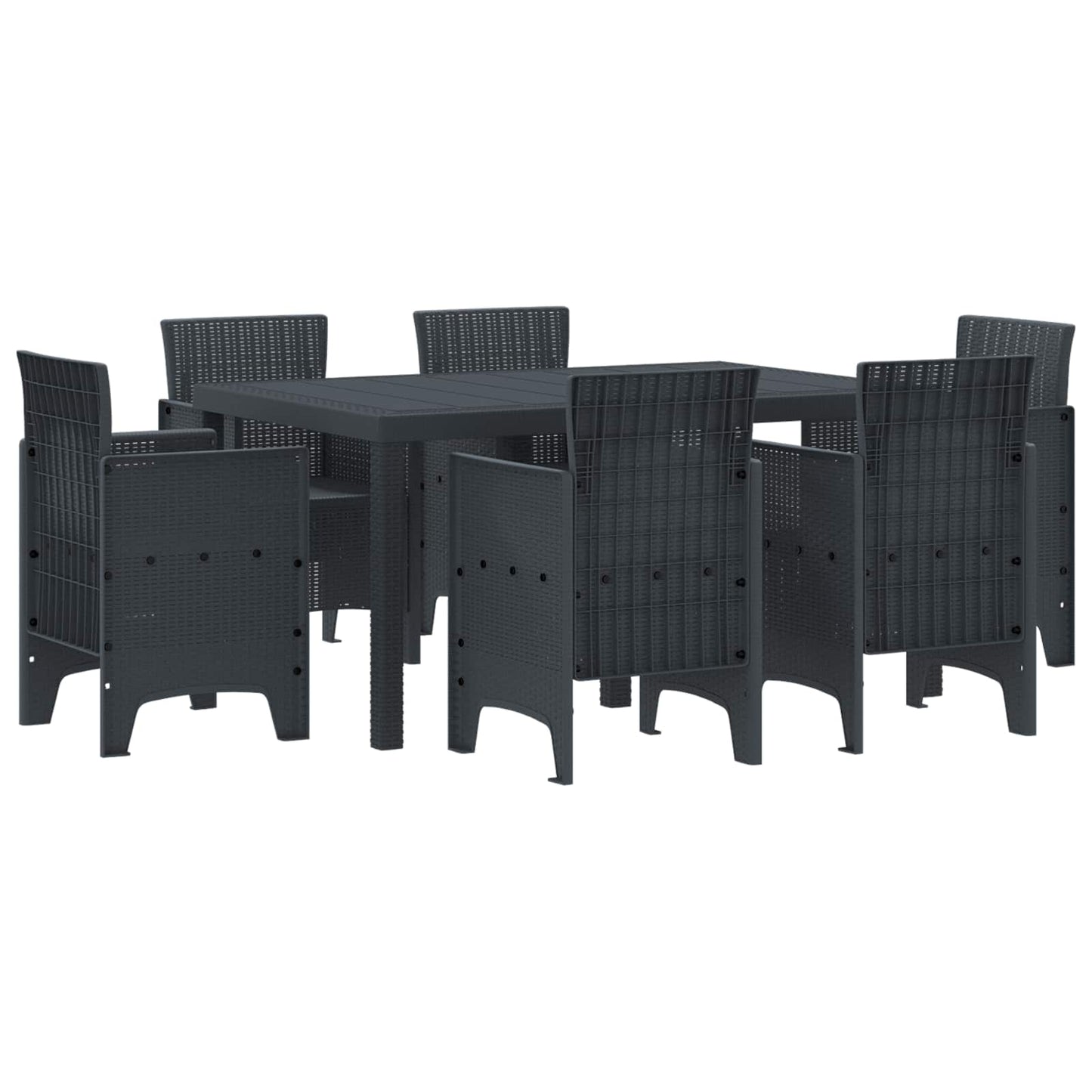 vidaXL Conjunto de Jantar para Jardim 7 pcs Antracite Rattan Polt