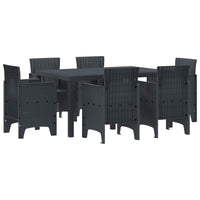 vidaXL Conjunto de Jantar para Jardim 7 pcs Antracite Rattan Polt