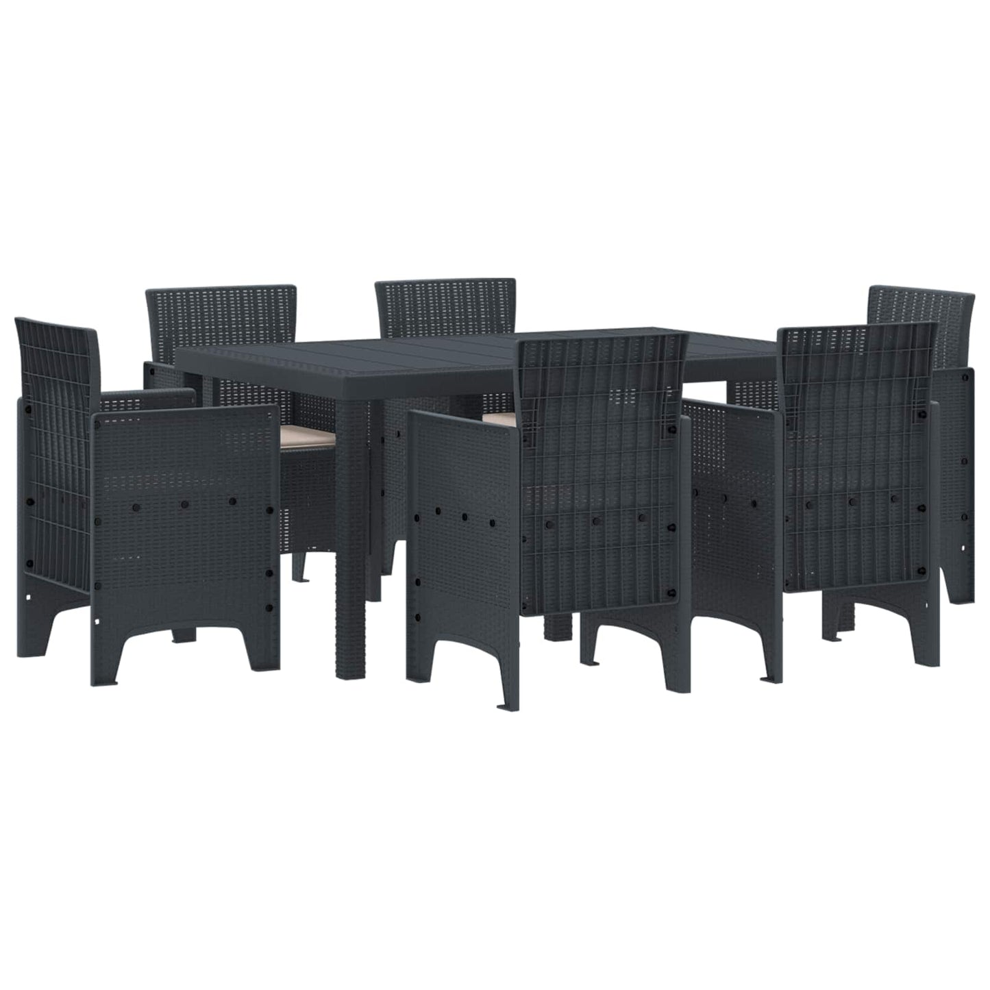 vidaXL Conjunto de Jantar para Jardim 7 pcs Antracite Rattan Polt