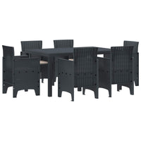 vidaXL Conjunto de Jantar para Jardim 7 pcs Antracite Rattan Polt