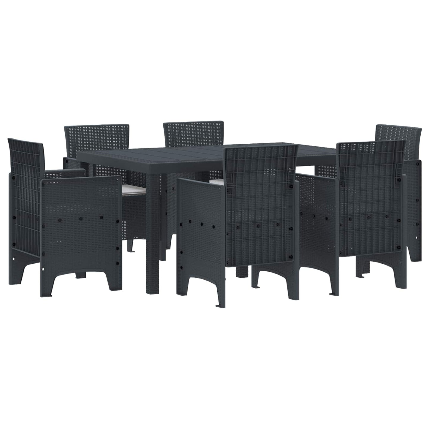 vidaXL Conjunto de Jantar para Jardim 7 pcs Antracite Rattan Polt