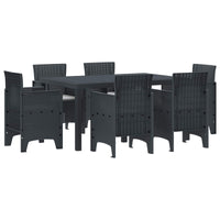 vidaXL Conjunto de Jantar para Jardim 7 pcs Antracite Rattan Polt