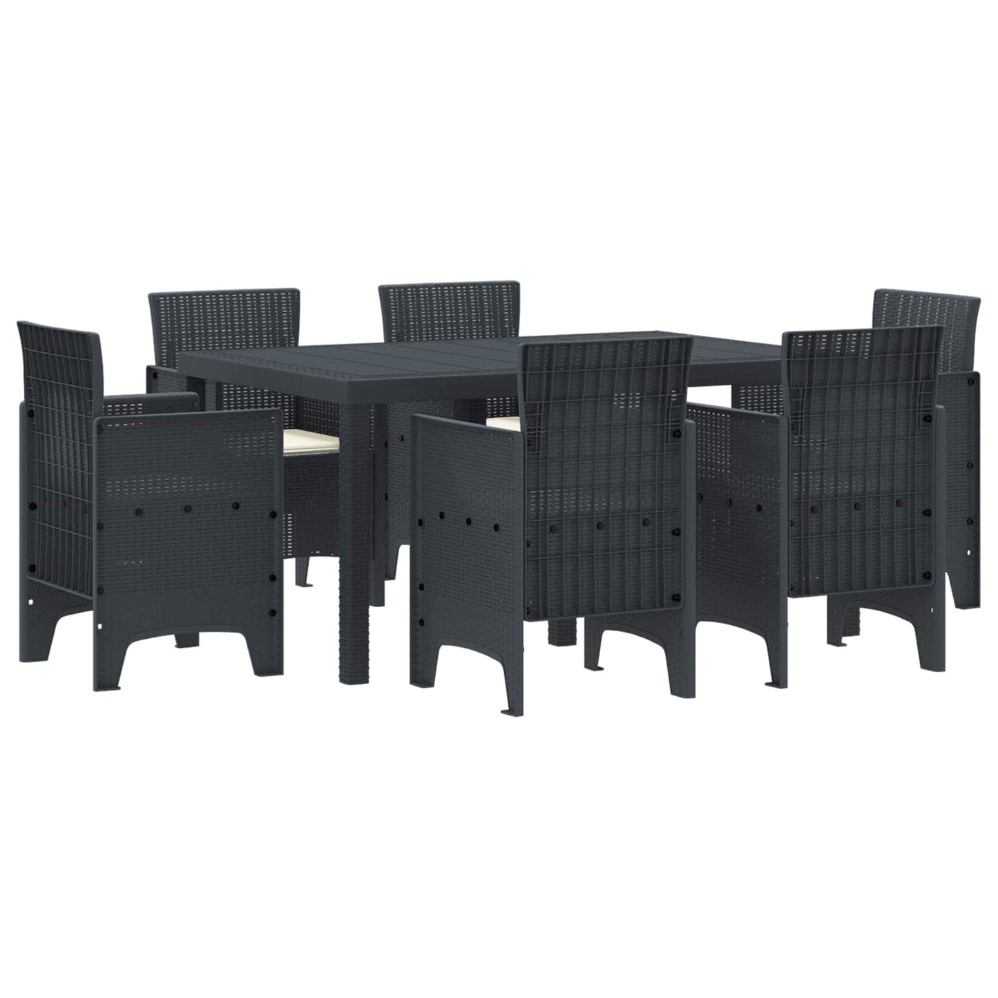 vidaXL Conjunto de Jantar para Jardim 7 pcs Antracite Rattan Polt