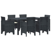 vidaXL Conjunto de Jantar para Jardim 7 pcs Antracite Rattan Polt