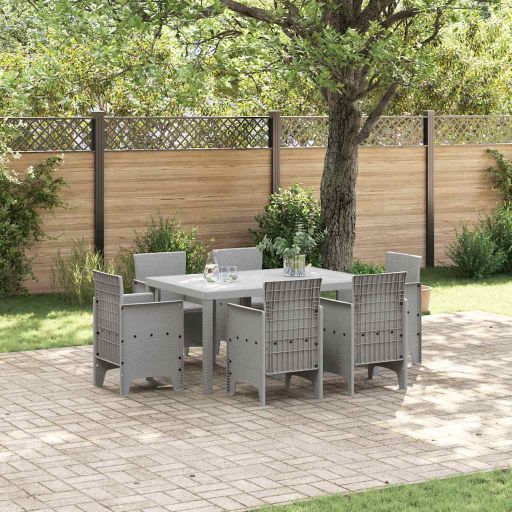 vidaXL Conjunto de Jantar para Jardim 7 pcs Antracite Rattan Polt