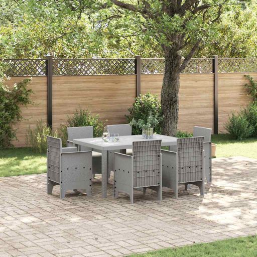 vidaXL Conjunto de Jantar para Jardim 7 pcs Antracite Rattan Polt