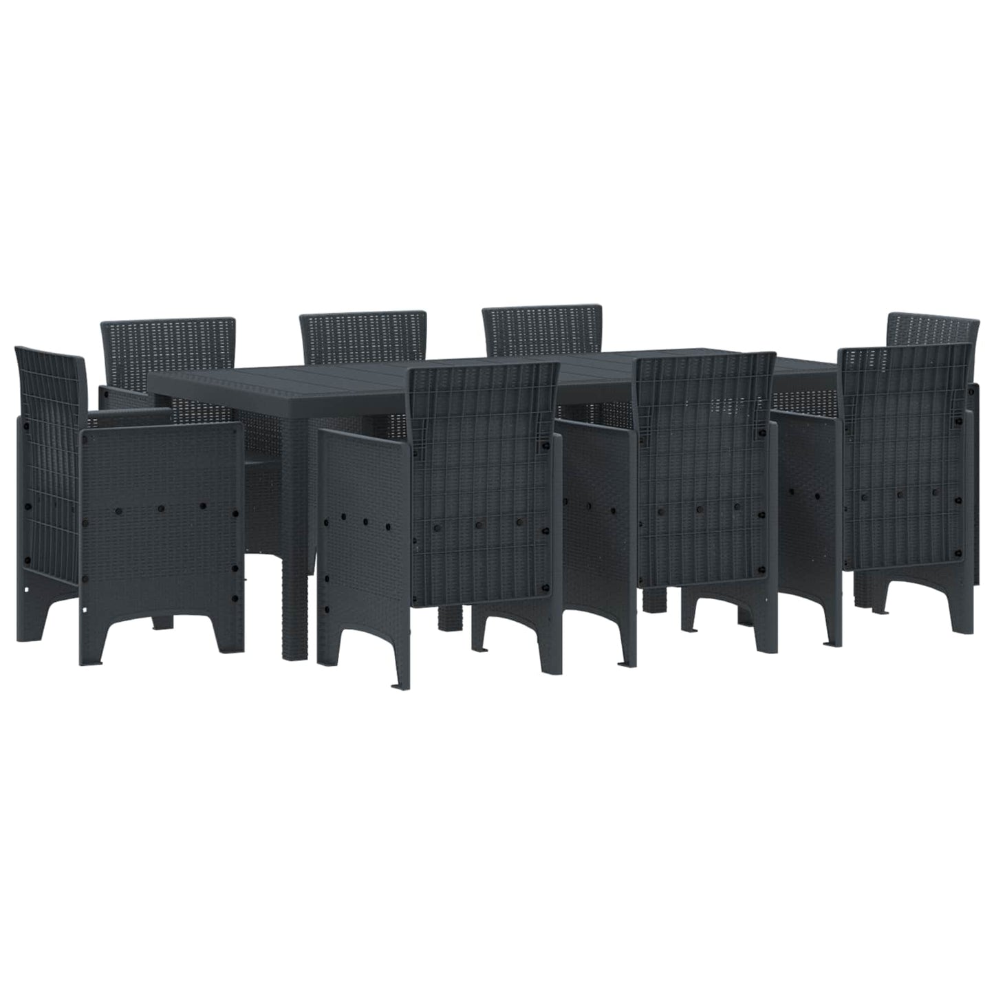 vidaXL Conjunto de Jantar para Jardim 9 pcs Antracite Polipropileno