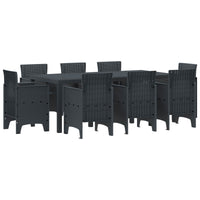 vidaXL Conjunto de Jantar para Jardim 9 pcs Antracite Polipropileno