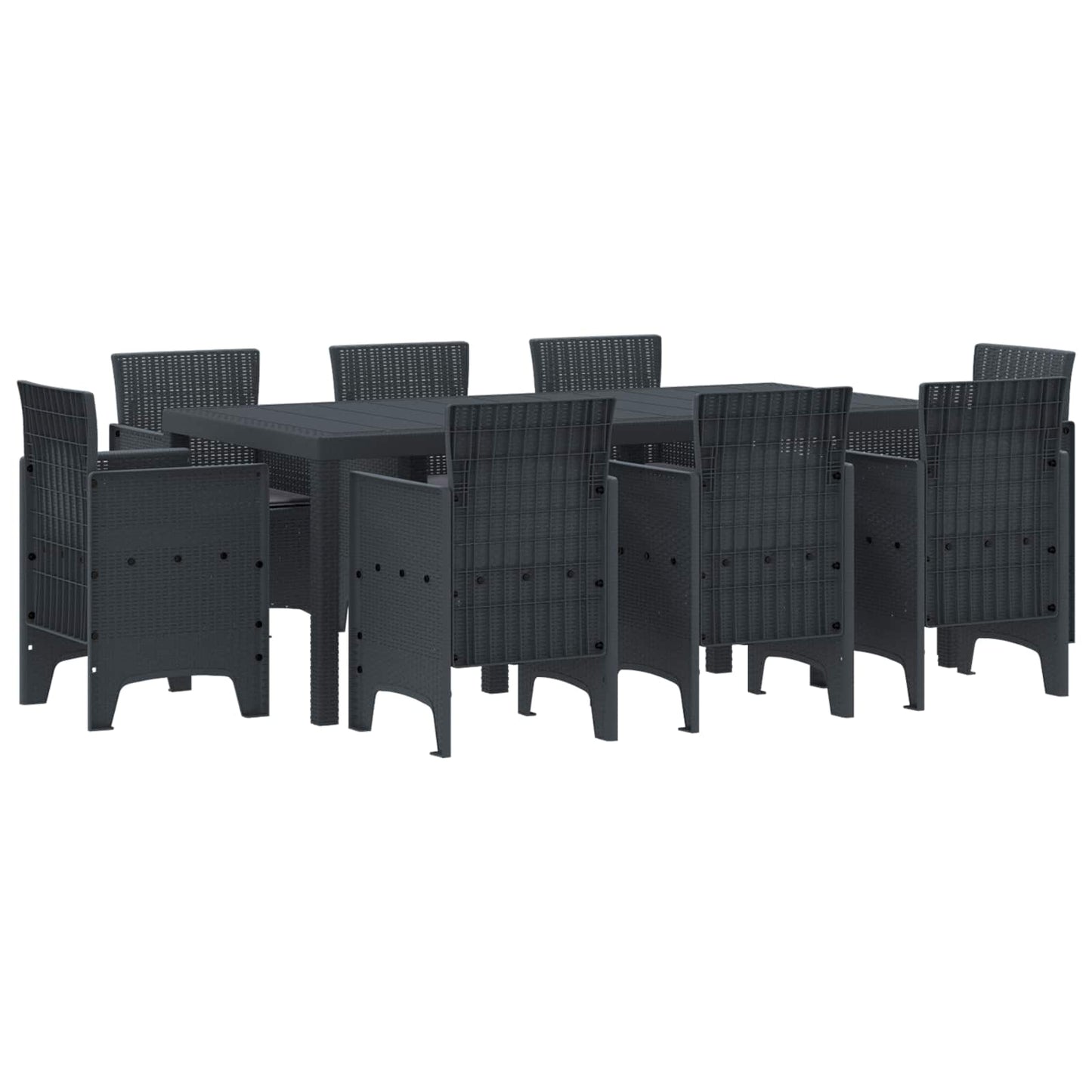vidaXL Conjunto de Jantar para Jardim 9 pcs Antracite Polipropileno