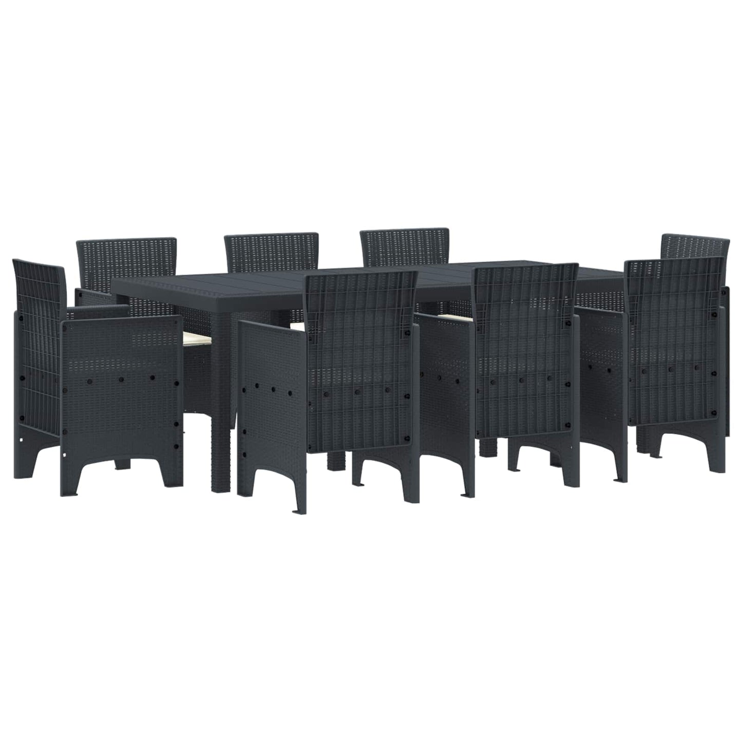 vidaXL Conjunto de Jantar para Jardim 9 pcs Antracite Polipropileno
