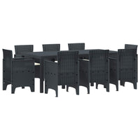 vidaXL Conjunto de Jantar para Jardim 9 pcs Antracite Polipropileno