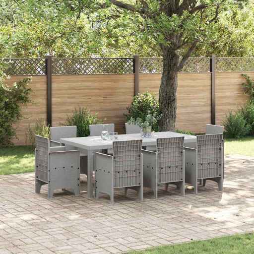 vidaXL Conjunto de Jantar para Jardim 9 pcs Antracite Polipropileno