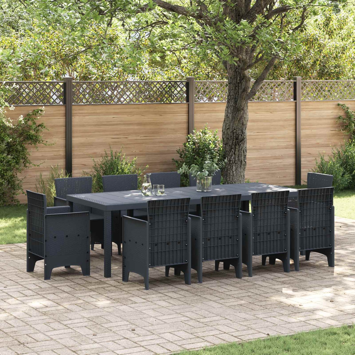 vidaXL Conjunto de Jantar para Jardim 11 pcs Antracite Polipropileno