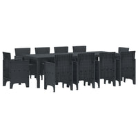 vidaXL Conjunto de Jantar para Jardim 11 pcs Antracite Polipropileno