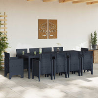 vidaXL Conjunto de Jantar para Jardim 11 pcs Antracite Polipropileno
