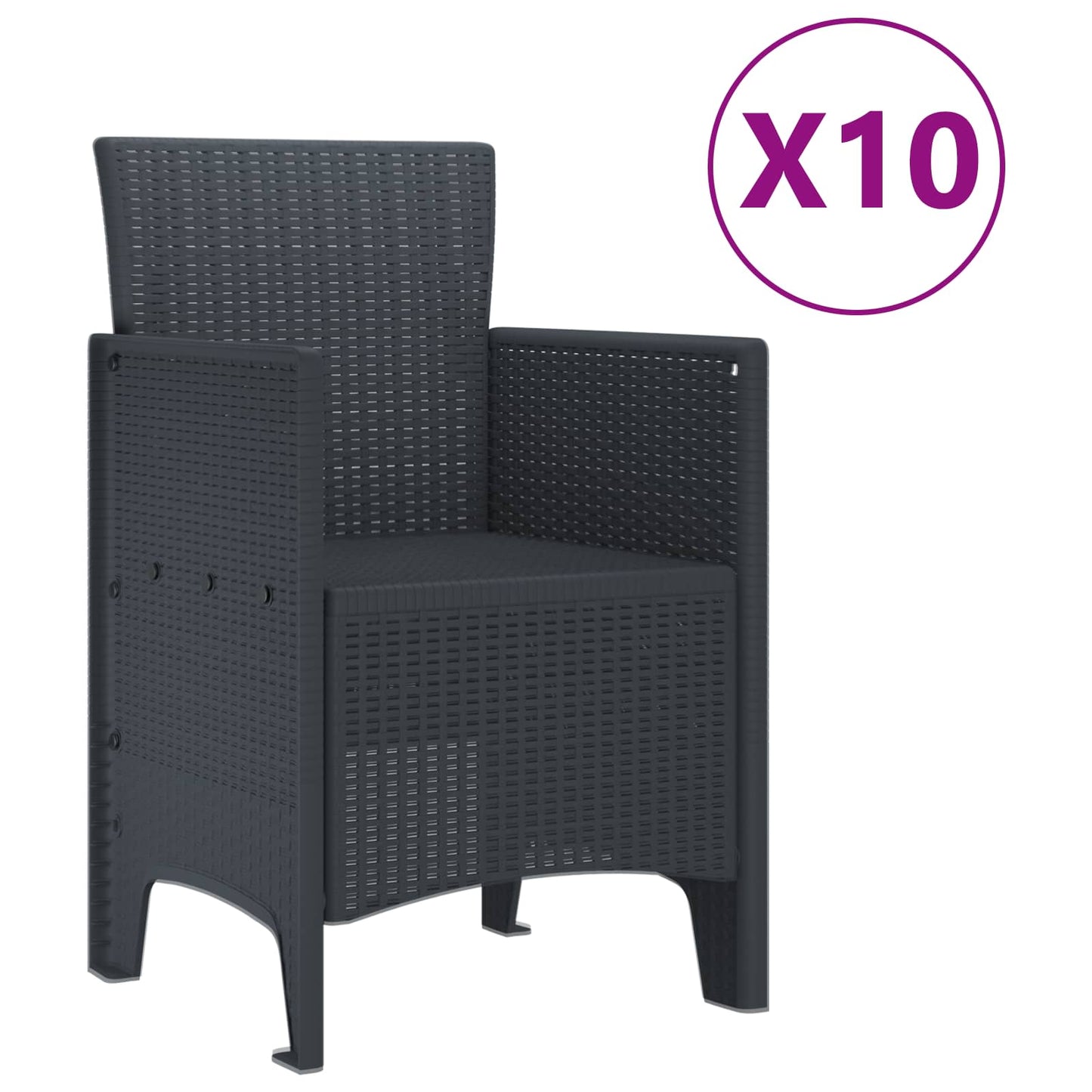 vidaXL Conjunto de Jantar para Jardim 11 pcs Antracite Polipropileno