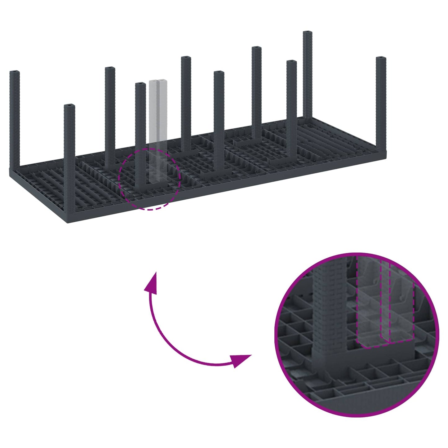vidaXL Conjunto de Jantar para Jardim 11 pcs Antracite Polipropileno