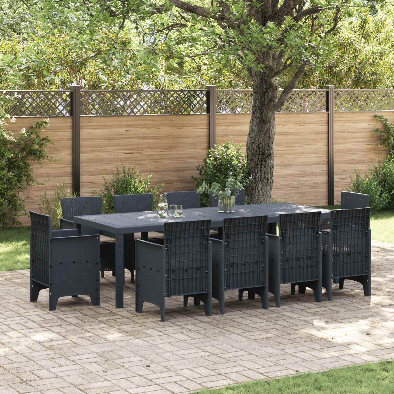 vidaXL Conjunto de Jantar para Jardim 11 pcs Antracite Polipropileno