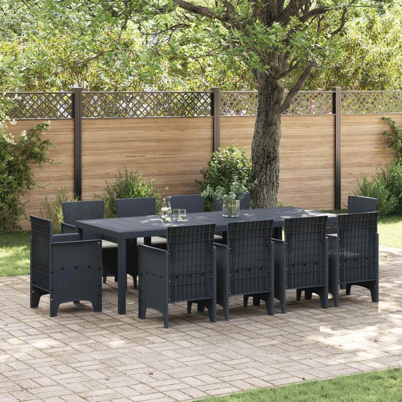 vidaXL Conjunto de Jantar para Jardim 11 pcs Antracite Polipropileno