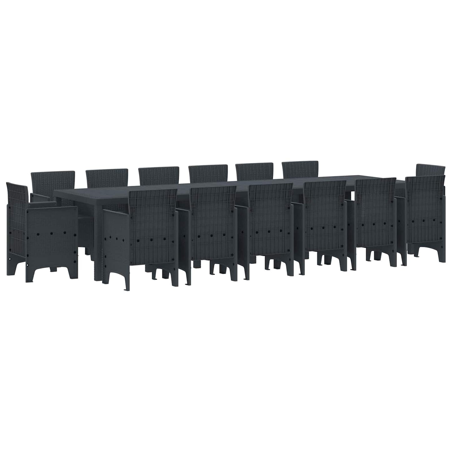 vidaXL Conjunto de Jantar para Jardim 15 pcs Antracite Rattan Polt