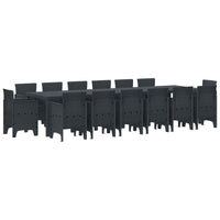 vidaXL Conjunto de Jantar para Jardim 15 pcs Antracite Rattan Polt