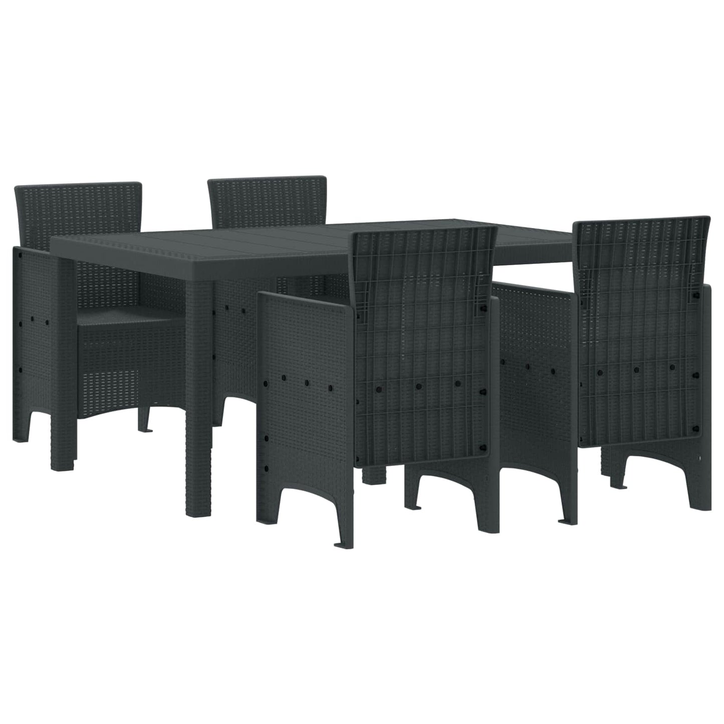 vidaXL Conjunto de Jantar para Jardim 7 pcs Antracite Rattan Polt