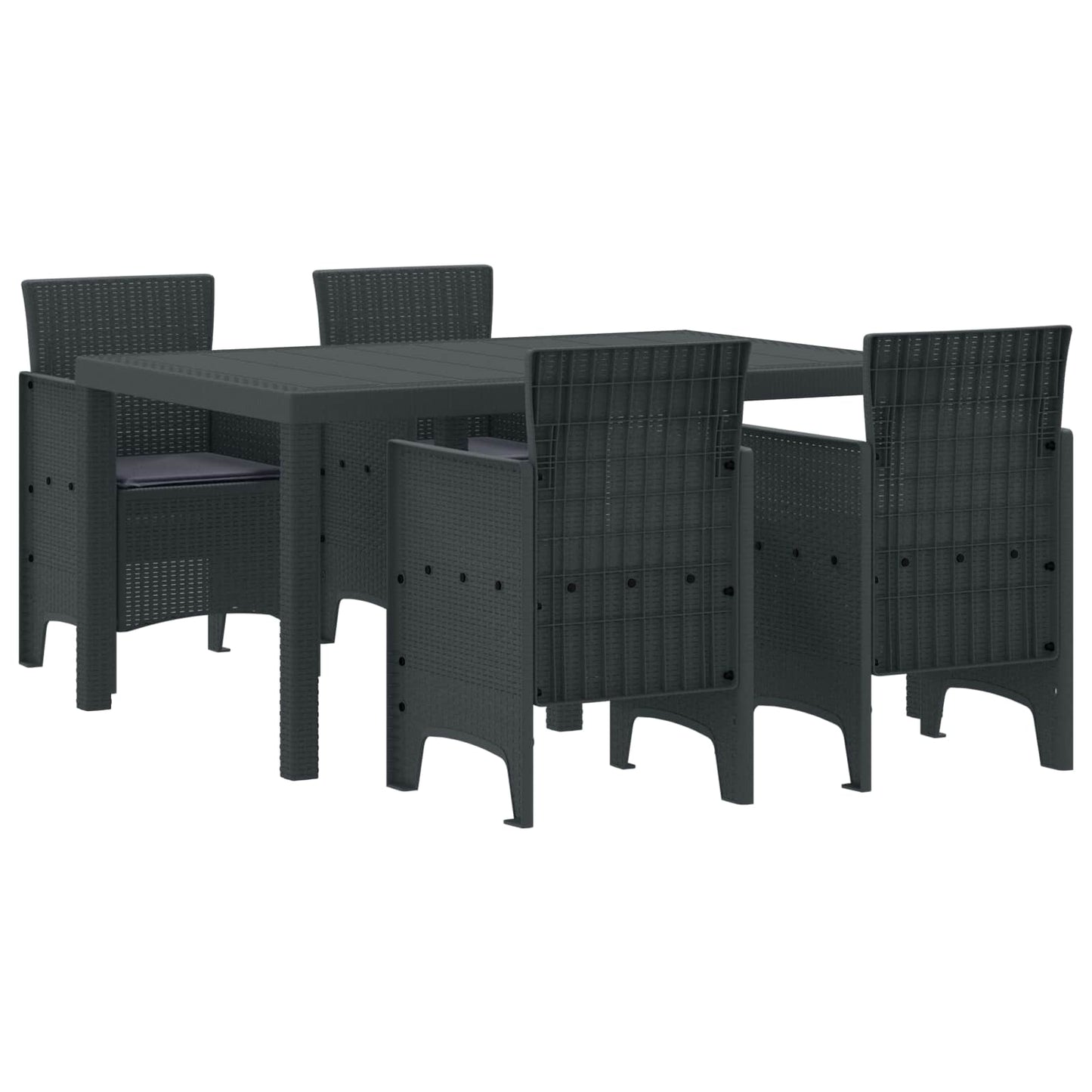 vidaXL Conjunto de Jantar para Jardim 7 pcs Antracite Rattan Polt