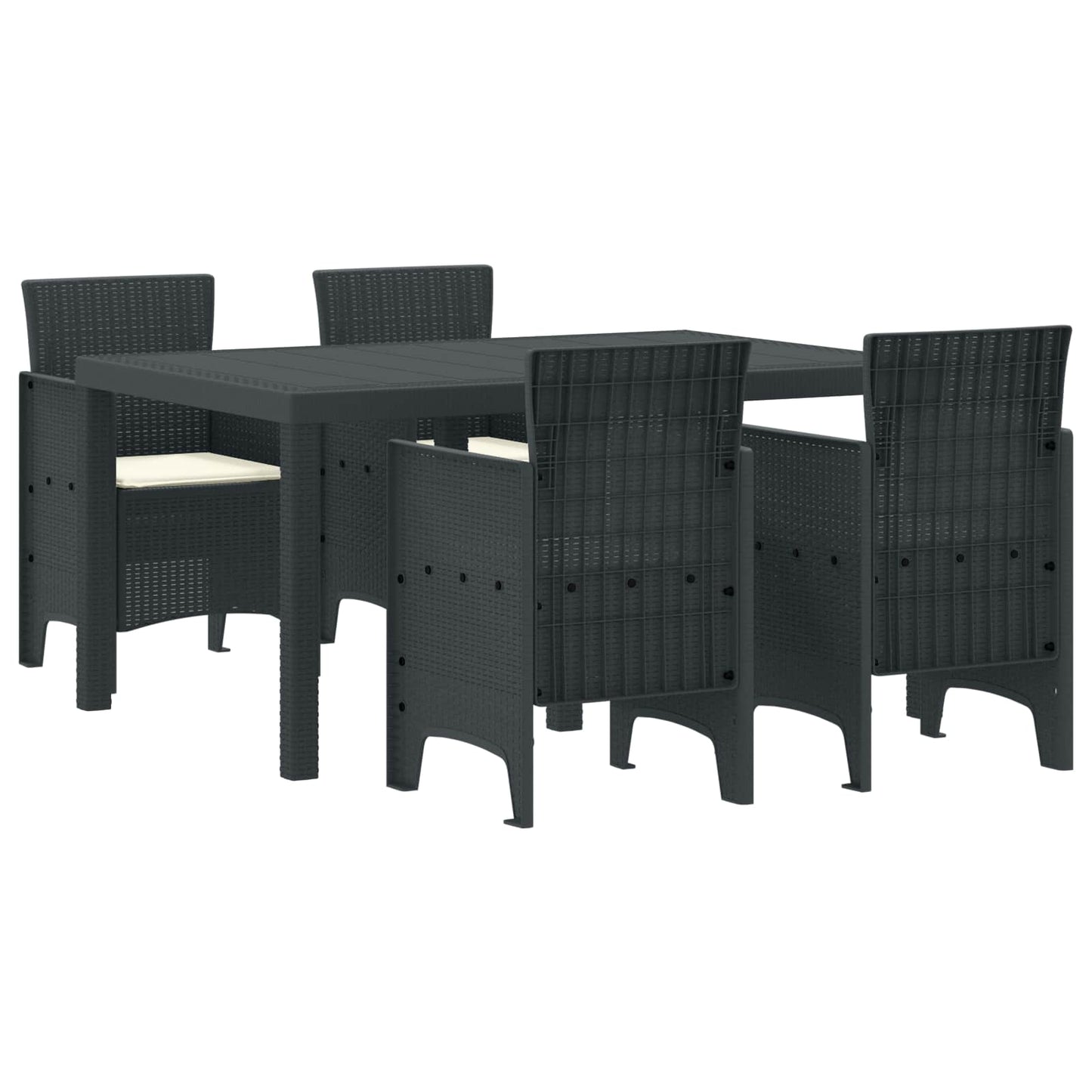 vidaXL Conjunto de Jantar para Jardim 7 pcs Antracite Rattan Polt