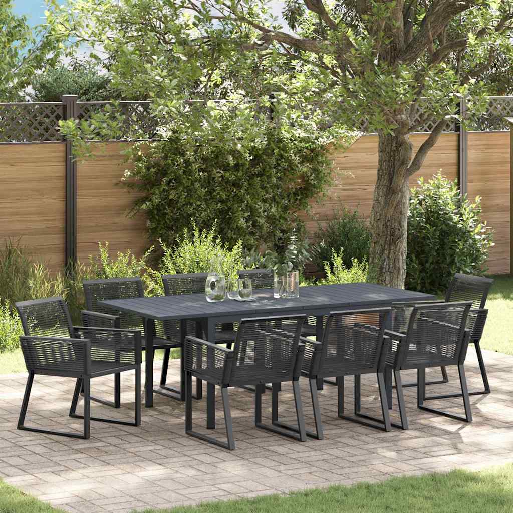 vidaXL Conjunto de Jantar para Jardim 9 pcs Preto vime PE