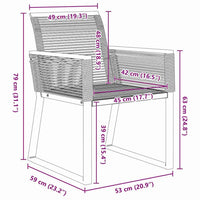 vidaXL Conjunto de Jantar para Jardim 9 pcs Preto vime PE