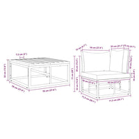 vidaXL Conjunto de Sofá de Jardim 3 pcs Preto Metal