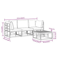 vidaXL Conjunto de Sofá de Jardim 4 pcs Preto Metal