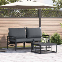 vidaXL Conjunto de Sofá de Jardim com almofada 3 pcs Preto Aço