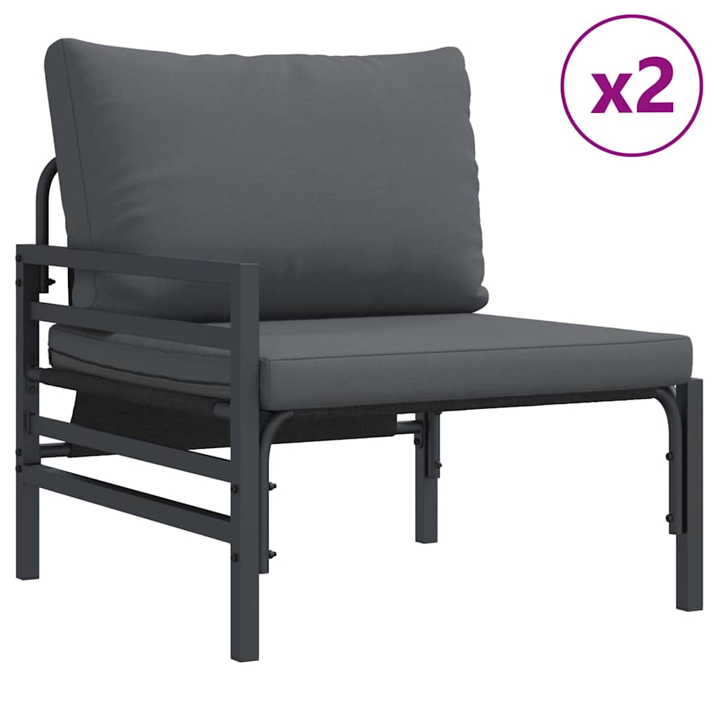 vidaXL Conjunto de Sofá de Jardim com almofada 3 pcs Preto Aço