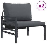 vidaXL Conjunto de Sofá de Jardim com almofada 3 pcs Preto Aço