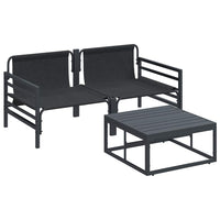vidaXL Conjunto de Sofá de Jardim com almofada 3 pcs Preto Aço