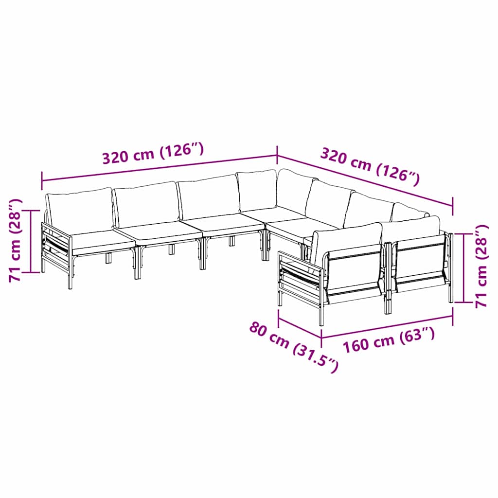 vidaXL Conjunto de Sofá de Jardim com almofada Antracite Aço
