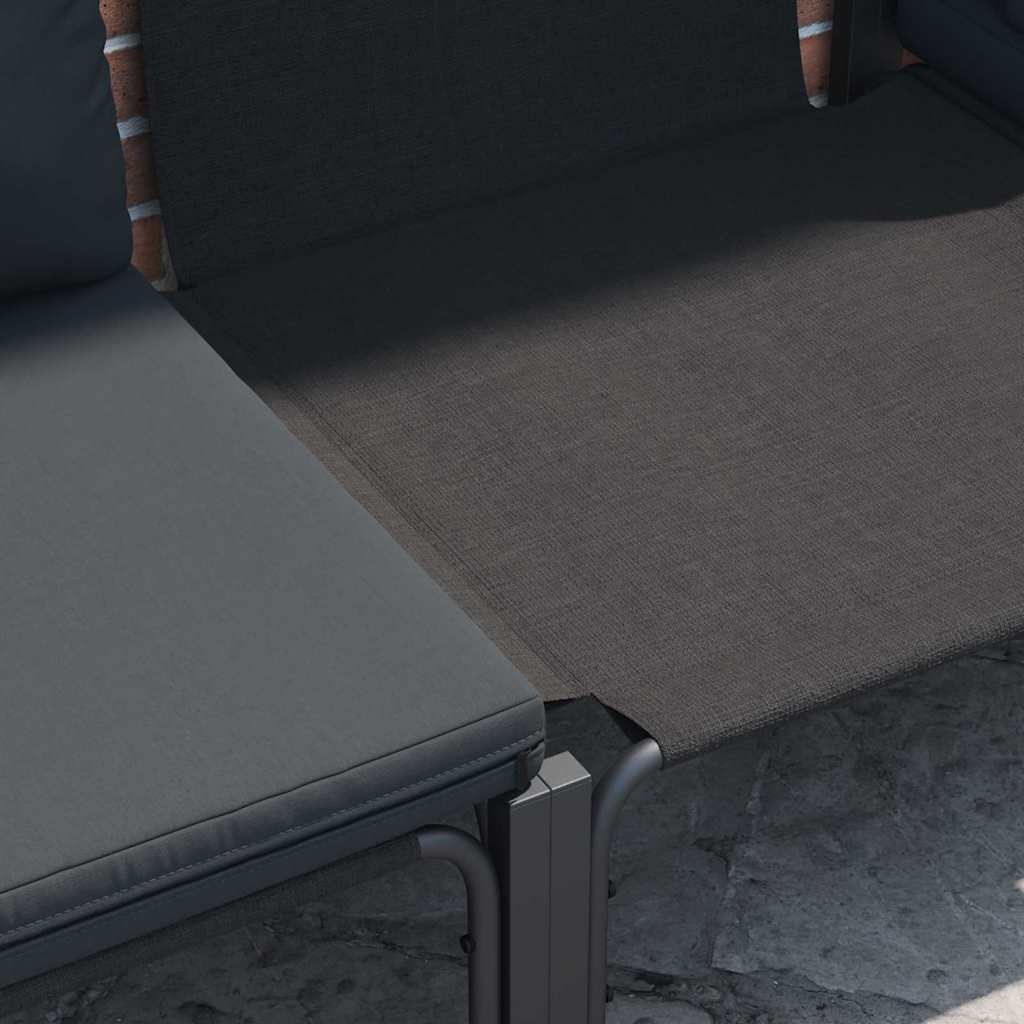 vidaXL Conjunto de Sofá de Jardim com almofada 7 pcs Preto Aço