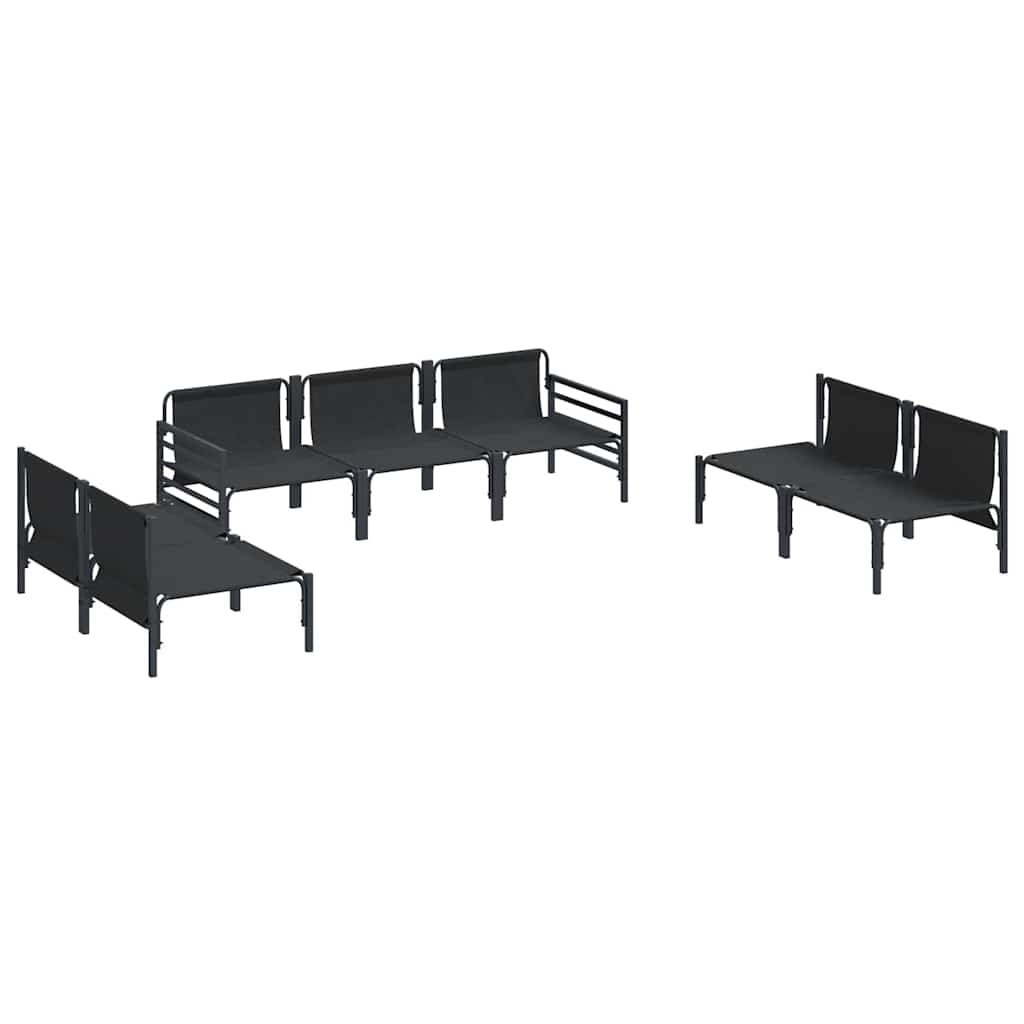 vidaXL Conjunto de Sofá de Jardim com almofada 7 pcs Preto Aço