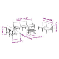 vidaXL Conjunto de Sofá de Jardim com almofada 8 pcs Preto Aço