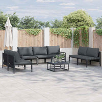 vidaXL Conjunto de Sofá de Jardim com almofada 8 pcs Preto Aço