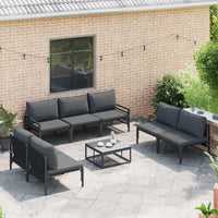 vidaXL Conjunto de Sofá de Jardim com almofada 8 pcs Preto Aço