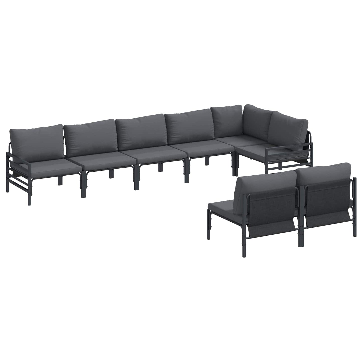 vidaXL Conjunto de Sofá de Jardim com almofada Cinzento-escuro Aço